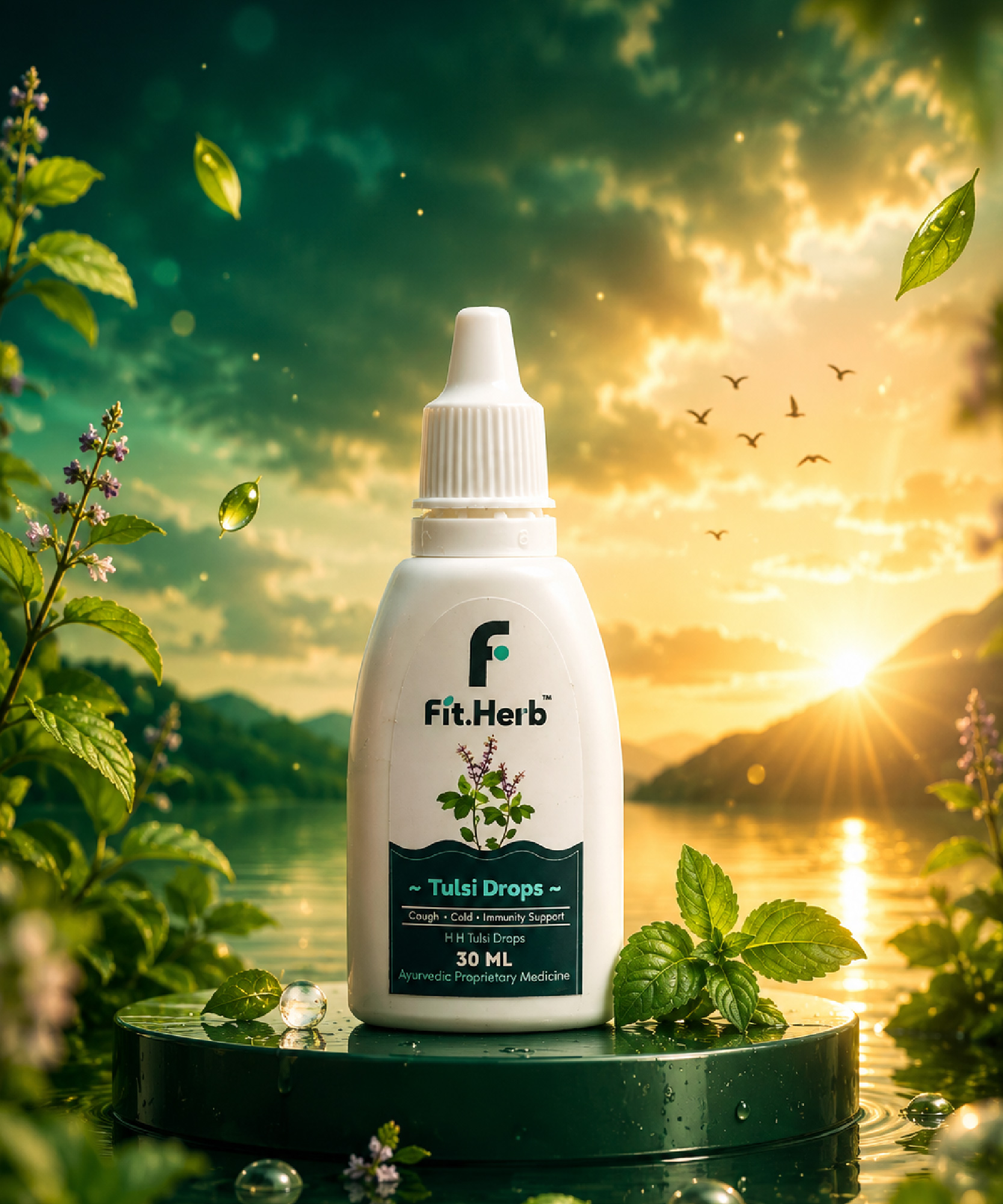 FitHerb Triple Tulsi Immunity Drops with Vishnu Priya, Rama & Bisva Tulsi | Ayurvedic Herbal Immunity Booster for Cough, Cold, Respiratory Health & Daily Wellness
