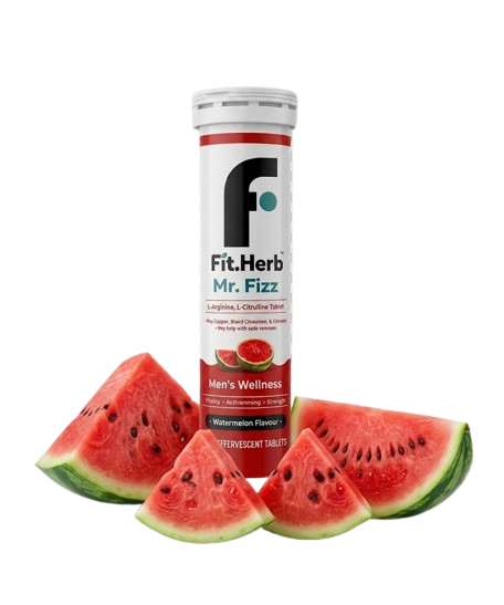 FitHerb Mr. Fizz Men's Wellness Effervescent Tablets with L-Arginine & L-Citrulline | Supports Stamina, Strength, Energy, Blood Circulation & Daily Vitality | 15 Tablets